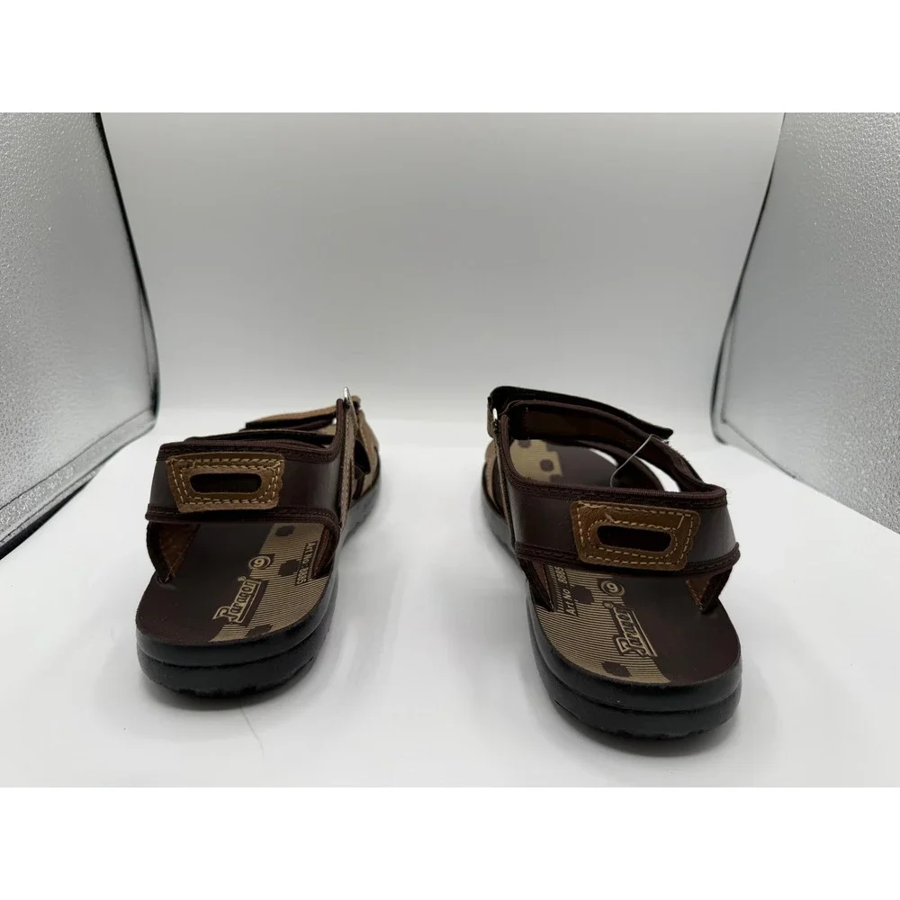 Paragon Tan Floater Sandals Mens 9 Brown Adjustable Strap Sporty Casual 8885 NEW